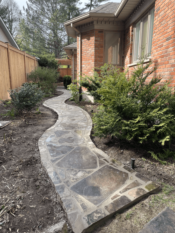 Custom stonework installation with natural stone